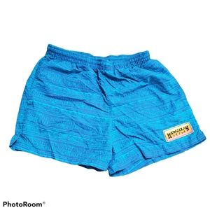 Blue Vintage Hawaiian Style Volley Shorts